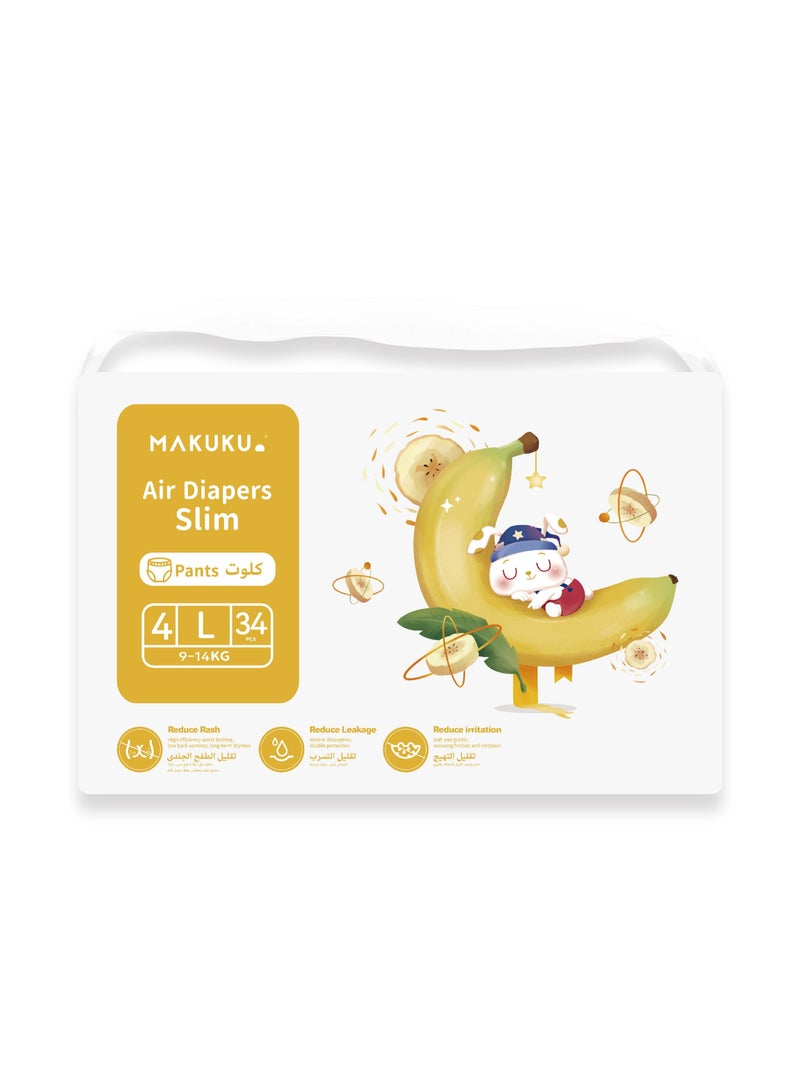 Makuku Air Slim Pants Diapers - Size 4 (9-14kg) | 7-11 months | 34 Pieces - Image 1