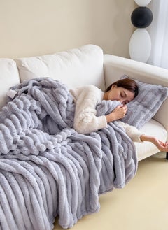 Sharpdo Light Luxury Short-Pile Rabbit Fur Thickened Blanket, Suitable for Office Nap Blanket, Sofa Blanket 200*230CM(Pillowcase Not Included)  - Image 4