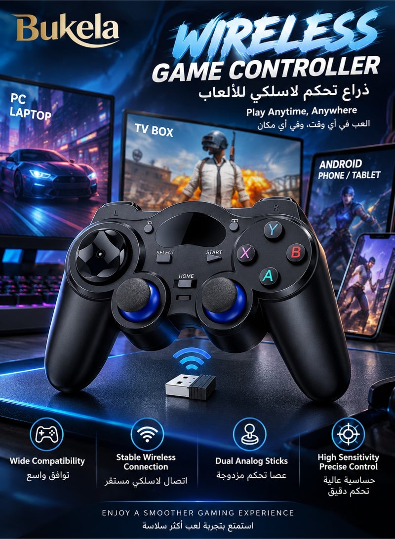 كيلا وحدة تحكم لاسلكية للكمبيوتر، وحدة تحكم لاسلكية USB / أندرويد / كمبيوتر / كمبيوتر مكتبي / كمبيوتر محمول، وحدة تحكم ألعاب الكمبيوتر الشخصي، وحدة تحكم Steam للكمبيوتر الشخصي، أسود - Image 1