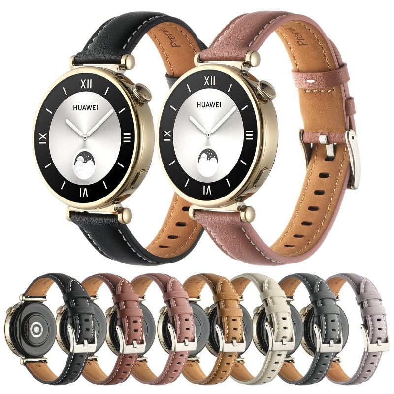 erorex For Huawei Watch Gt4 41Mm 18Mm Thread Pin Buckle Leather Watch Band(Beige) - Image 4