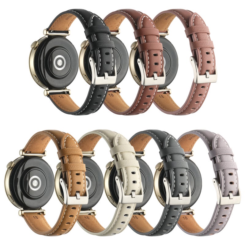 erorex For Huawei Watch Gt4 41Mm 18Mm Thread Pin Buckle Leather Watch Band(Beige) - Image 5