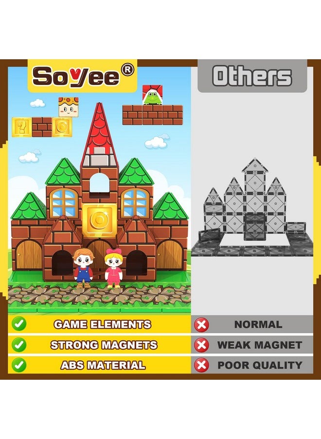 Soyee Magnetic Tiles Kids Games Toys Castle Adventure Magnetic Building Blocks Doll House Toys Construction Magnet Pretend Play Set for Boys & Girls 3-12 Year Old Christmas Birthday Gifts for Boys  - Image 2
