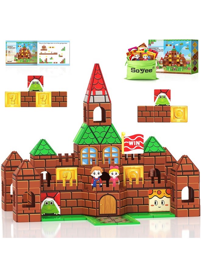 Soyee Magnetic Tiles Kids Games Toys Castle Adventure Magnetic Building Blocks Doll House Toys Construction Magnet Pretend Play Set for Boys & Girls 3-12 Year Old Christmas Birthday Gifts for Boys  - Image 1