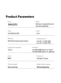 xozgdovg PD60W transparent flip two-in-one mobile phone data cable is suitable for Huawei Apple TYPEC flash charging cable.  - Image 3