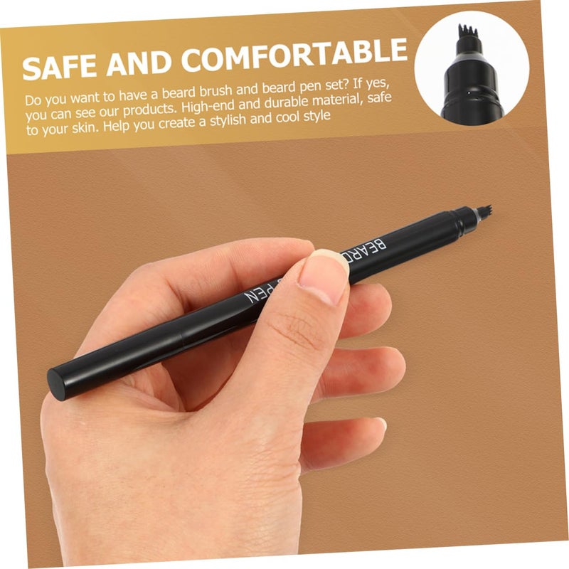 Natural Beard Pencil Filler Mustache Filling Pen Brush Easy Styling Tool for Men Beard Care Accessory Set - Image 4