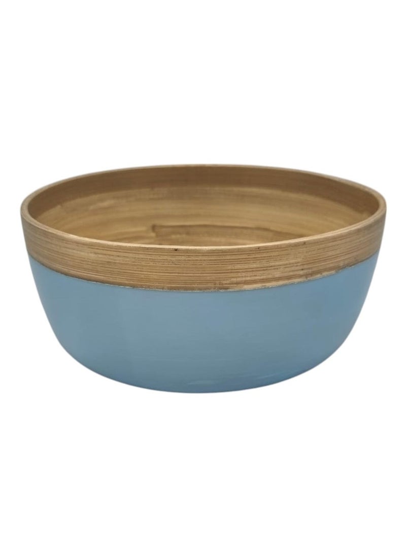 AKDC Modern Bamboo Round Serving Bowl-18cmX8cm-Blue&Bamboo - Image 1