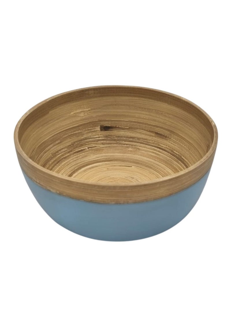 AKDC Modern Bamboo Round Serving Bowl-18cmX8cm-Blue&Bamboo - Image 3