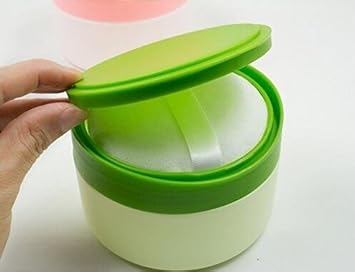 UPSTORE 1PCS Green Plastic Empty Portable Refill Baby Skin Care Afterbath Powder Powder Case Puff Talcum Makeup Storage Holder Container Dispensor with Sifter and Sponge Puff - Image 3