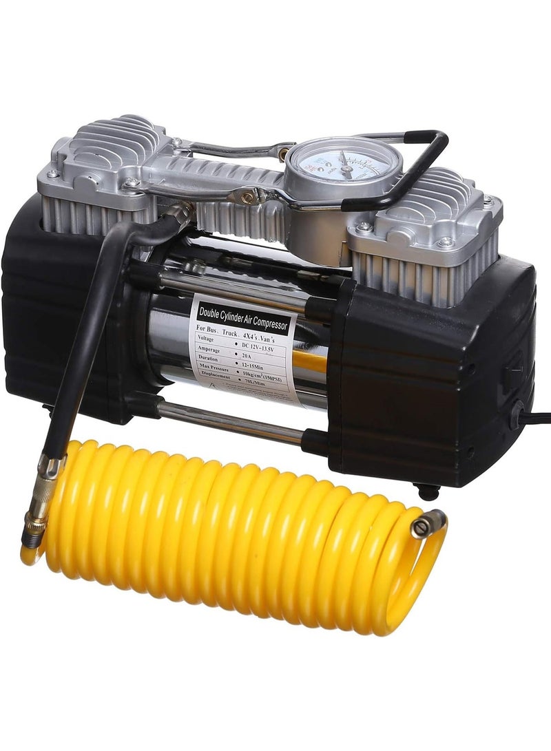 Heavy Duty Air Compressor, 2-Cylinder 12V Inflator for Tires, Powerful Pump for Vehicles and Emergency Roadside Use - Image 5