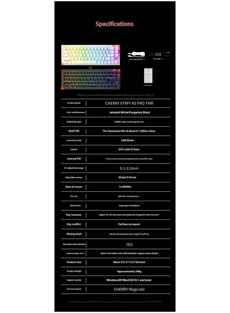 تشيري Cherry XTRFY K5 PRO TMR Hall Effect Gaming Keyboard FPS Magcrate E-Sport Driver Support SNK Hot Swappable 0.01MM Rapid Trigger - Image 5
