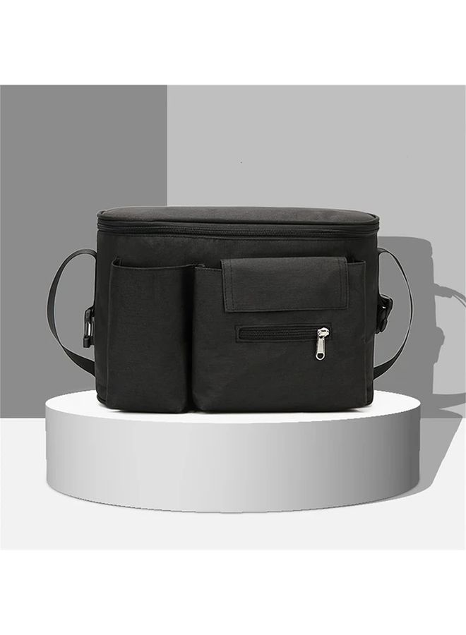 Black Stroller Organizer Large Capacity Multi Functional Storage Bag With Shoulder Strap - Image 4