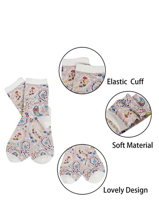 جوارب نسائية مضحكة مصنوعة من القطن بتصميم عتيق، جوارب بنمط متنوع للسيدات. جوارب صوف سميكة مريحة دافئة لفصل الشتاء، هدايا مكونة من 6 أزواج. - Image 3