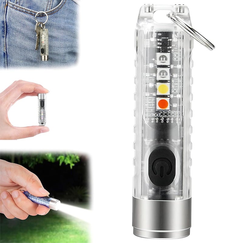ACMUST ACMUST Mini USB Rechargeable LED Keychain Light Small Light Pocket Torch for Camping Powerful COB EDC Flashlight Compact Portable and Lightweight Key Chain Size  - Image 1