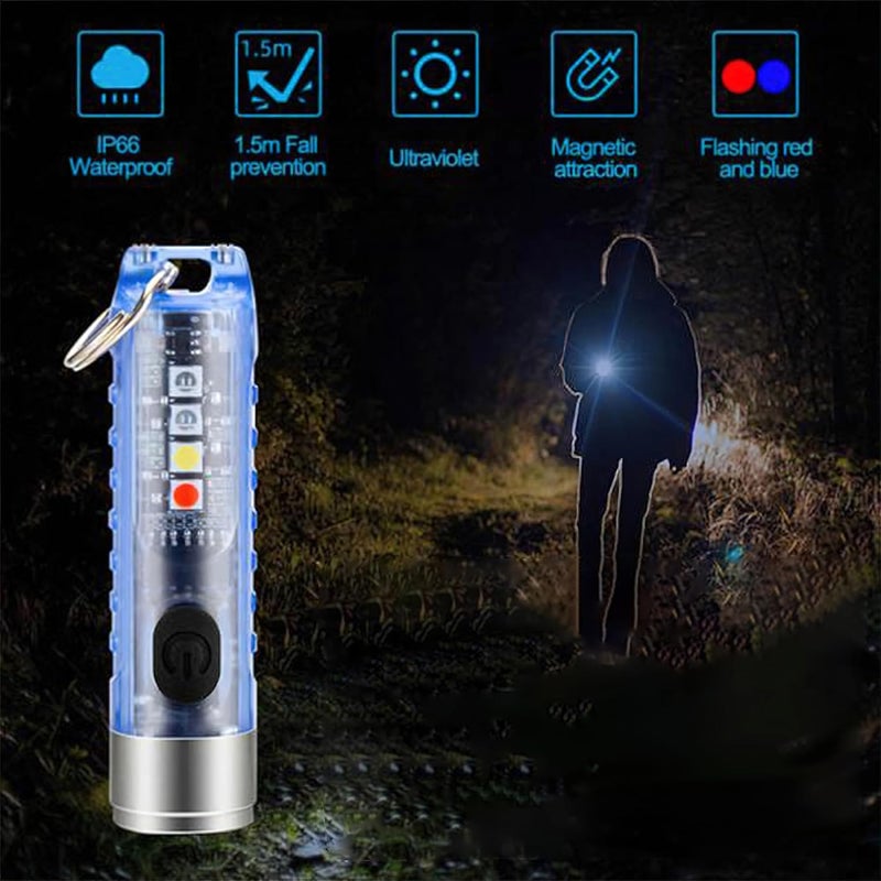 ACMUST ACMUST Mini USB Rechargeable LED Keychain Light Small Light Pocket Torch for Camping Powerful COB EDC Flashlight Compact Portable and Lightweight Key Chain Size  - Image 4