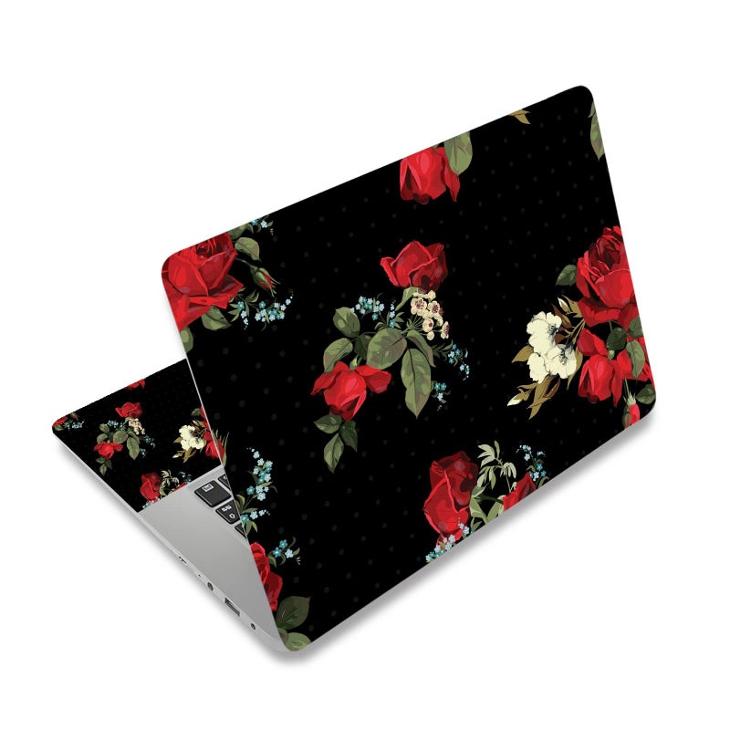 HAPLIVES Laptop Skin Vinyl Sticker Decal, 12" 13" 13.3" 14" 15" 15.4" 15.6 inch Laptop Skin Sticker Cover Art Decal Protector Fits HP Dell Lenovo Compaq Apple Asus Acer (Red Flower) - Image 3