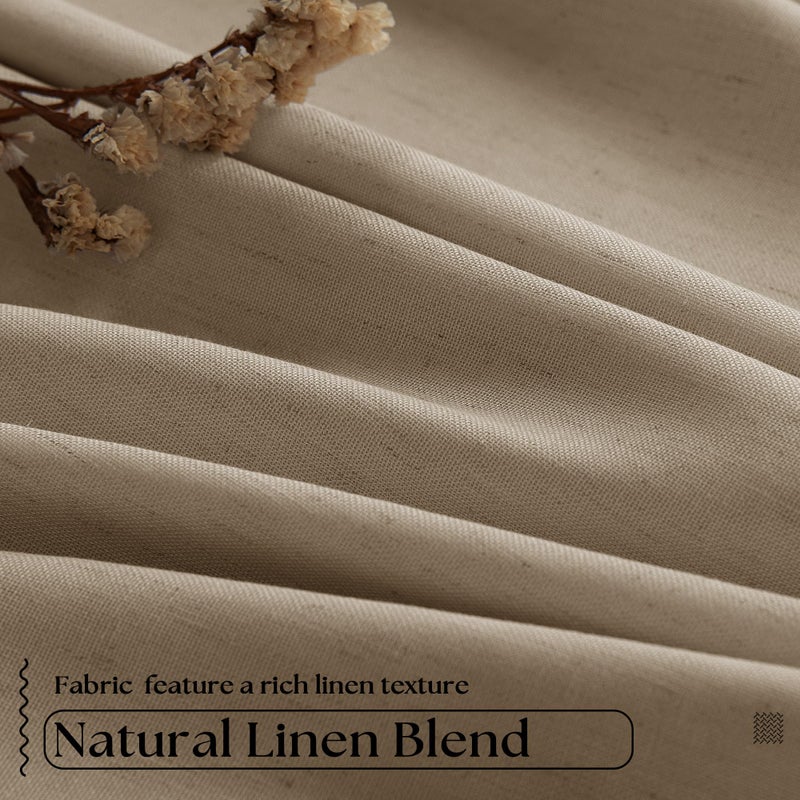TWODRAPES Tan Brown Pleated Linen Blackout Curtains 90 Inches Long for Bedroom Living Room Pinch Pleat Black Out Thermal Insulated Ring Hooks Back Tab Room Darkening Drapes Coffee Color Curtains with Liner - Image 5