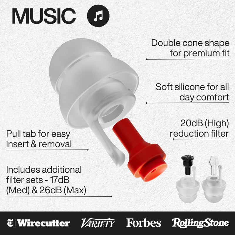 EARPEACE Music - Concert Ear Plugs - Earplugs for Noise Reduction up to 26dB - High Fidelity Ear Plugs for Concerts, Musicians and Live Events - Reusable Earplugs - Includes 3 Filter Sets and Case - Image 2