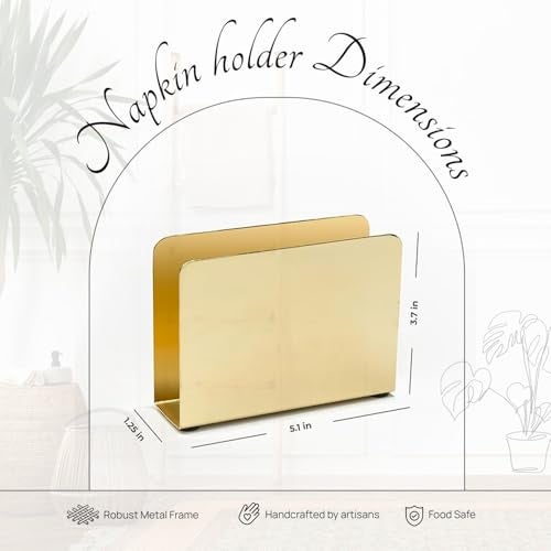 Nestroots Metallic Tissue Paper Holder | 5.1 X 3.5 Inches Finest Napkin Holder for Dining Table & Kitchen | Golden Tissue Stand for Home, Office & Restaurant - Image 3