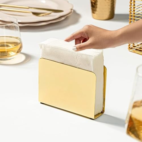 Nestroots Metallic Tissue Paper Holder | 5.1 X 3.5 Inches Finest Napkin Holder for Dining Table & Kitchen | Golden Tissue Stand for Home, Office & Restaurant - Image 4