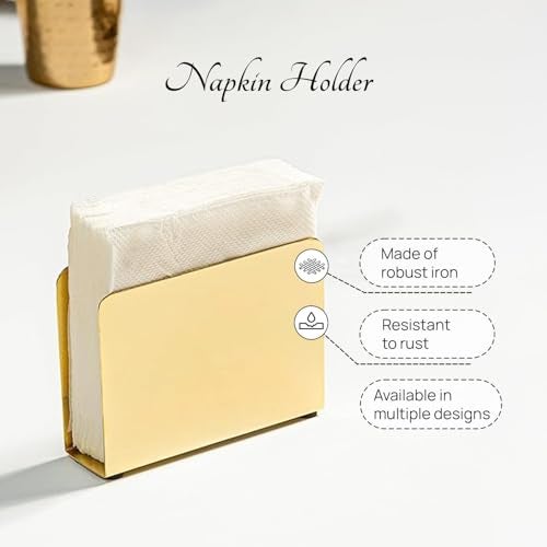 Nestroots Metallic Tissue Paper Holder | 5.1 X 3.5 Inches Finest Napkin Holder for Dining Table & Kitchen | Golden Tissue Stand for Home, Office & Restaurant - Image 5