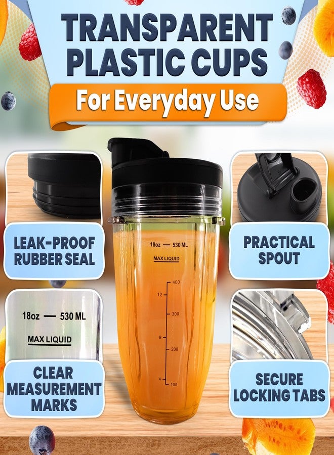 KETAR 2 PCs Ninja Cups for Blender - 18 Oz Ninja Blender Cup Replacement with Sip & Seal Lids - Compatible with Nutri Ninja Auto-iQ Series BN750/751/753/800/801/803/805/805CCO CO905KS CCO905KS DB751A - Image 3