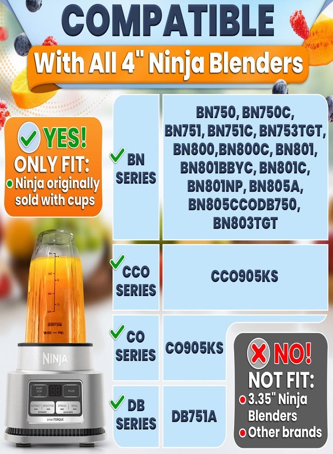 KETAR 2 PCs Ninja Cups for Blender - 18 Oz Ninja Blender Cup Replacement with Sip & Seal Lids - Compatible with Nutri Ninja Auto-iQ Series BN750/751/753/800/801/803/805/805CCO CO905KS CCO905KS DB751A - Image 5