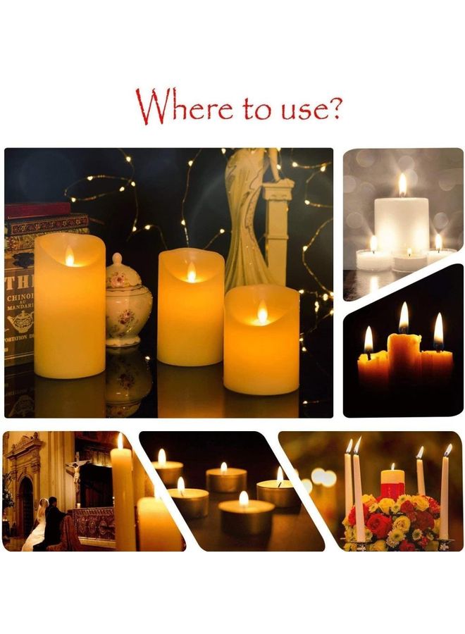 ELTRAZONE 3-Piece LED Real Wax Battery Flameless Candle Set – Realistic Flickering Effect, White Color – Safe, Long-Lasting, No Flame or Smoke, Ideal for Home Décor, Events, Parties, Weddings, and Relaxation – Remote Control Included for Easy Operation - Image 2
