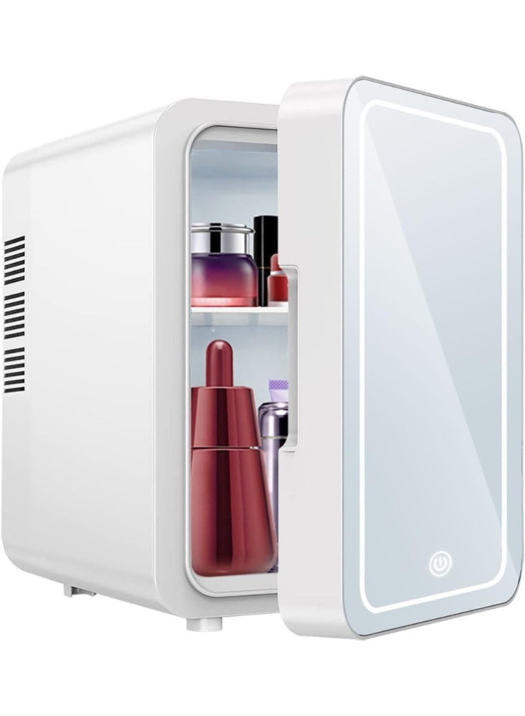 Altheqa Makeup Fridge, Make-Up Mini Fridge, with Dimmable Led Light Mirror, Portable Small Refrigerator for Cosmetics, Skin Care and Food, 4L Mini Fridge for Bedroom, Car, Office & Dorm, Cooler & Warmer - Image 1