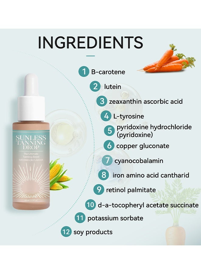 SNM Drinkable Sunless Tanning Drops, Self Tanner for Face & Body, Gradual Tan with Natural-Looking Glow, Easy-to-Use Daily Tanning Drops to Drink for a Bronzed Look, Hydrating Formula - Image 2