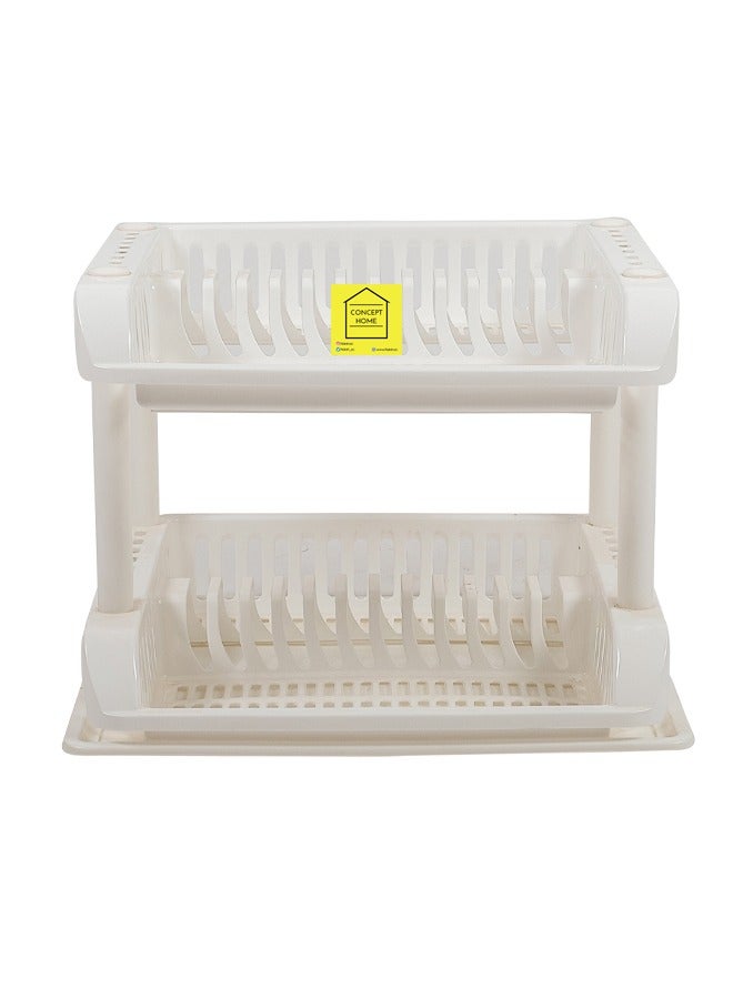 كونسيبت هوم رف أطباق من البلاستيك من طبقتين أبيض  43x38x34 سنتيمتر - Image 2