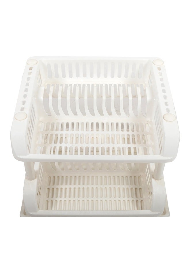 كونسيبت هوم رف أطباق من البلاستيك من طبقتين أبيض  43x38x34 سنتيمتر - Image 5