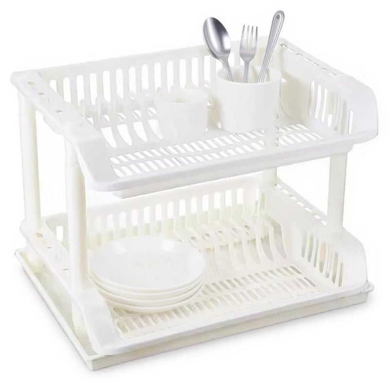 كونسيبت هوم رف أطباق من البلاستيك من طبقتين أبيض  43x38x34 سنتيمتر - Image 1