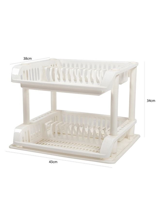 Concept home - 2-Tier Dish Drying Rack White 43x38x34 centimeter - Image 1