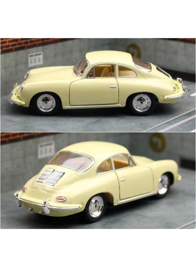 كين سمارت سيارة بورش 356 بي كاريرا 2 بمقياس 1:32 - نموذج مصبوب من المعدن مع آلية سحب للخلف وأبواب قابلة للفتح - بيج - Image 1
