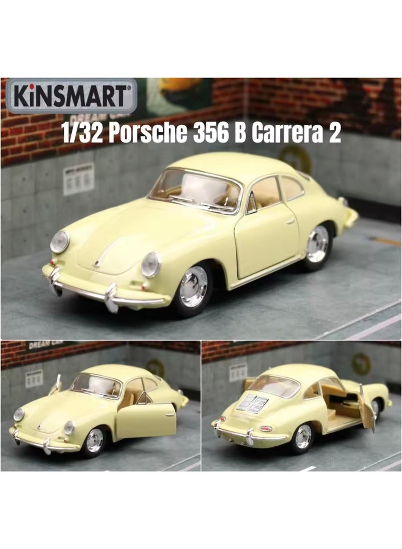 كين سمارت سيارة بورش 356 بي كاريرا 2 بمقياس 1:32 - نموذج مصبوب من المعدن مع آلية سحب للخلف وأبواب قابلة للفتح - بيج - Image 4