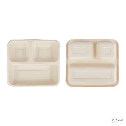 e kysa basics Disposable Bagasse Plates with 3 Wide Compartments, Set of 15 pcs - Beige - Image 5