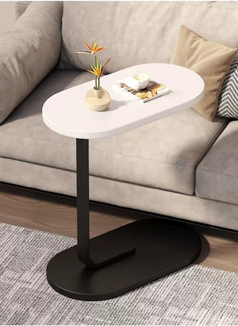 MIXDE Couch Table, C Shaped End Table, Sofa Side Table Slide Under for Living Room Bedside Bathroom Rustic Office Laptop Snack Coffee Table, Metal Frame, Easy Assembly 45*30*63CM  - Image 1