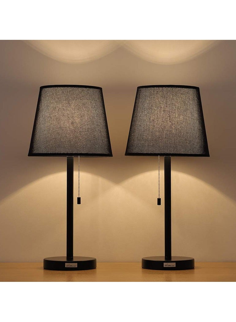 بوليفياز مجموعة من 2 مصباح طاولة بجانب السرير، ابجوره طاوله أنيقة وعصرية لغرفة النوم وغرفة المعيشة (أسود) - Image 1