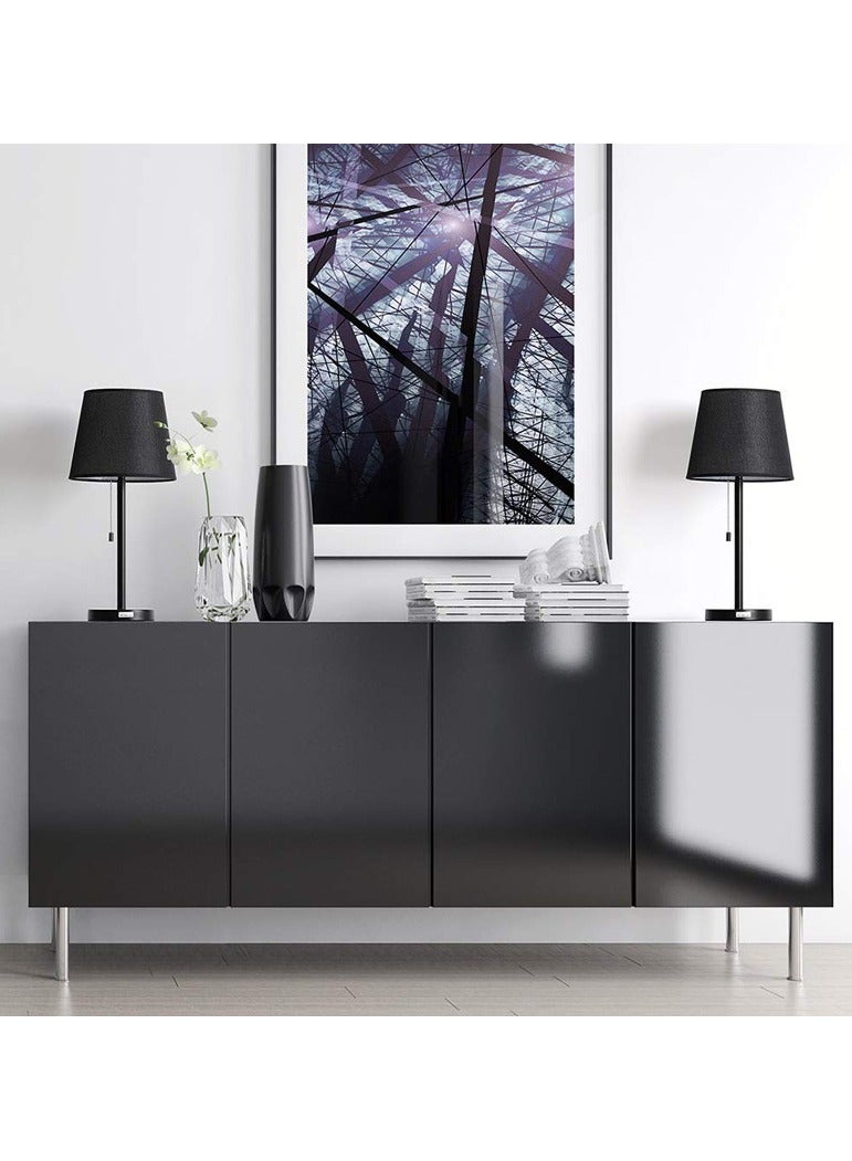 بوليفياز مجموعة من 2 مصباح طاولة بجانب السرير، ابجوره طاوله أنيقة وعصرية لغرفة النوم وغرفة المعيشة (أسود) - Image 3