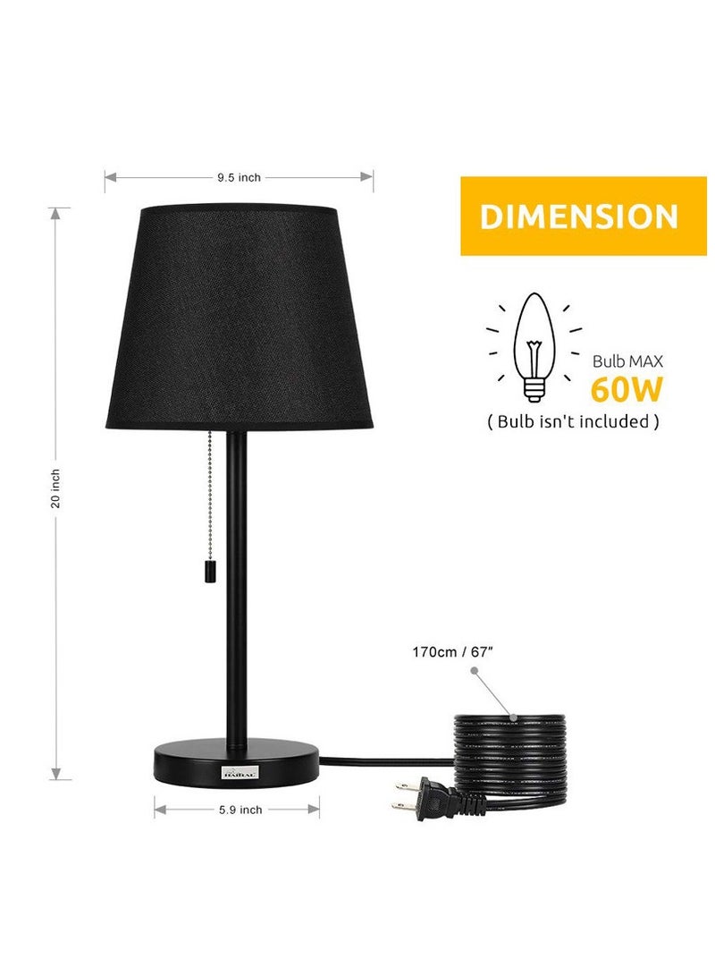 بوليفياز مجموعة من 2 مصباح طاولة بجانب السرير، ابجوره طاوله أنيقة وعصرية لغرفة النوم وغرفة المعيشة (أسود) - Image 4