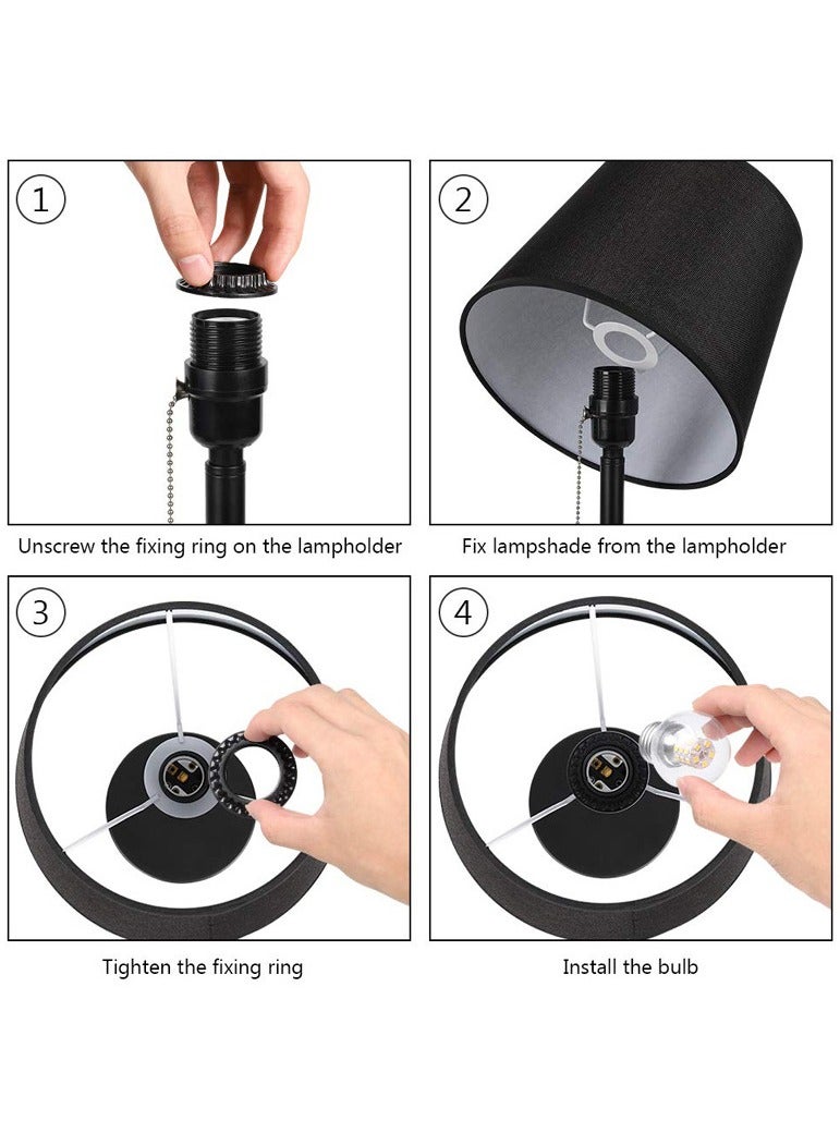 بوليفياز مجموعة من 2 مصباح طاولة بجانب السرير، ابجوره طاوله أنيقة وعصرية لغرفة النوم وغرفة المعيشة (أسود) - Image 5