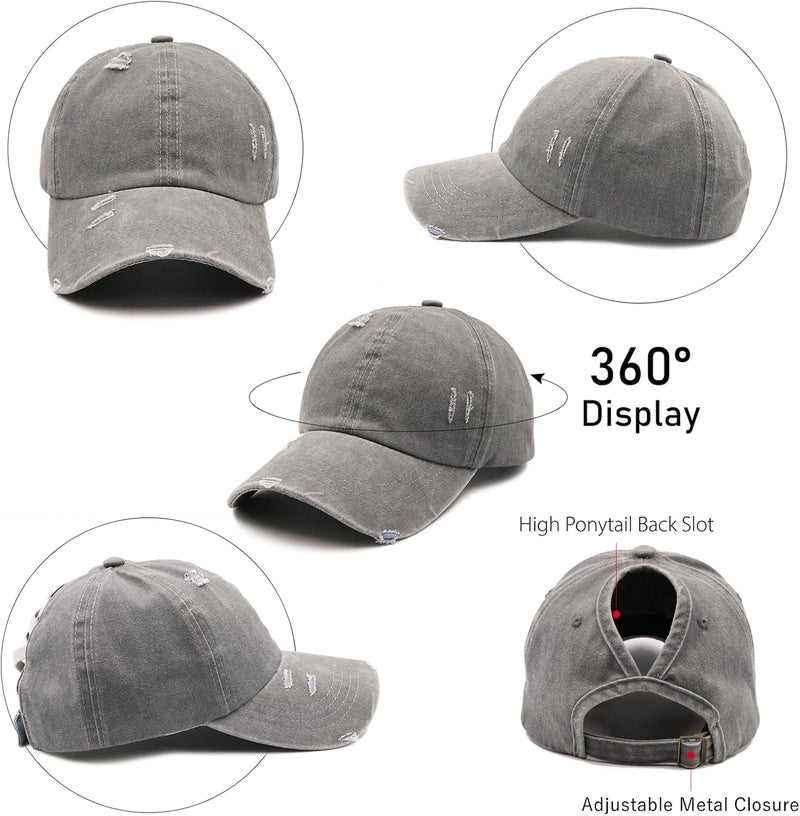 ProMindFun Womens Pony Hat High Ponytail Baseball Cap Girls Messy Bun Caps Camouflage Trucker Bad Hair Day Adjustable Dad Hat - Image 3