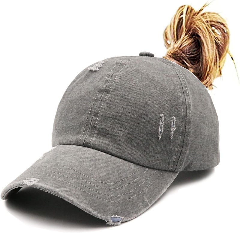 ProMindFun Womens Pony Hat High Ponytail Baseball Cap Girls Messy Bun Caps Camouflage Trucker Bad Hair Day Adjustable Dad Hat - Image 1