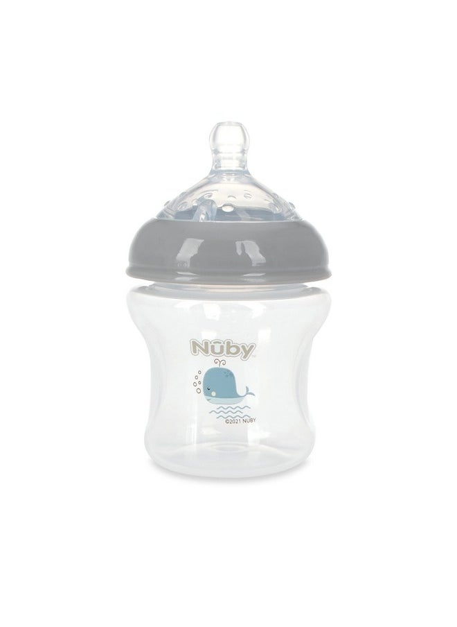 Nuby Nuby 3-Pack Infant Feeding Bottles with Slow Flow Breast Size Silicone Nipple: 0+ Months, 6oz, 3 Pack Set: Delicate Whale, Jellyfish, Turtle Prints  - Image 2