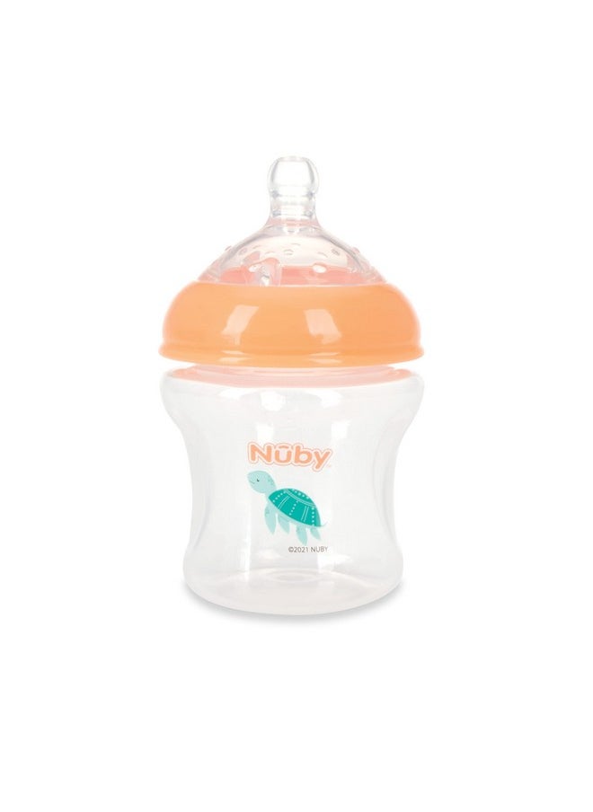 Nuby Nuby 3-Pack Infant Feeding Bottles with Slow Flow Breast Size Silicone Nipple: 0+ Months, 6oz, 3 Pack Set: Delicate Whale, Jellyfish, Turtle Prints  - Image 3