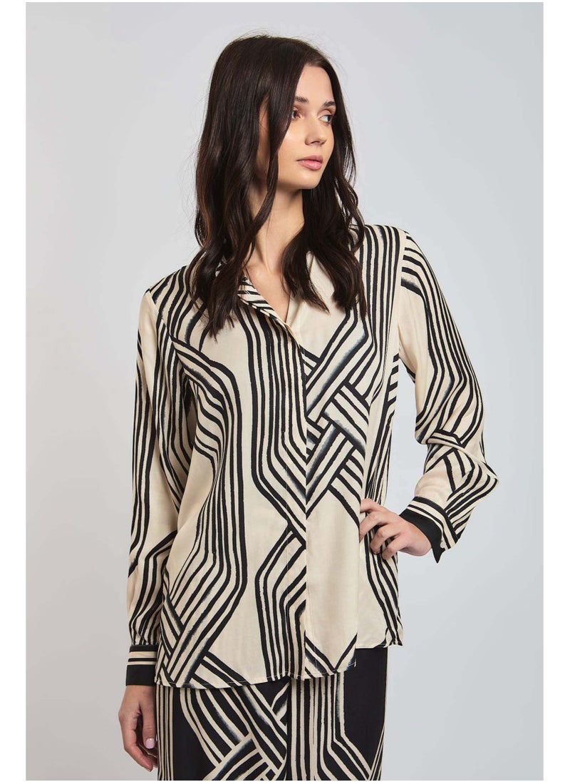 DALYDRESS - Fancy All Over Printed Blouse With Long Sleeves - Image 1