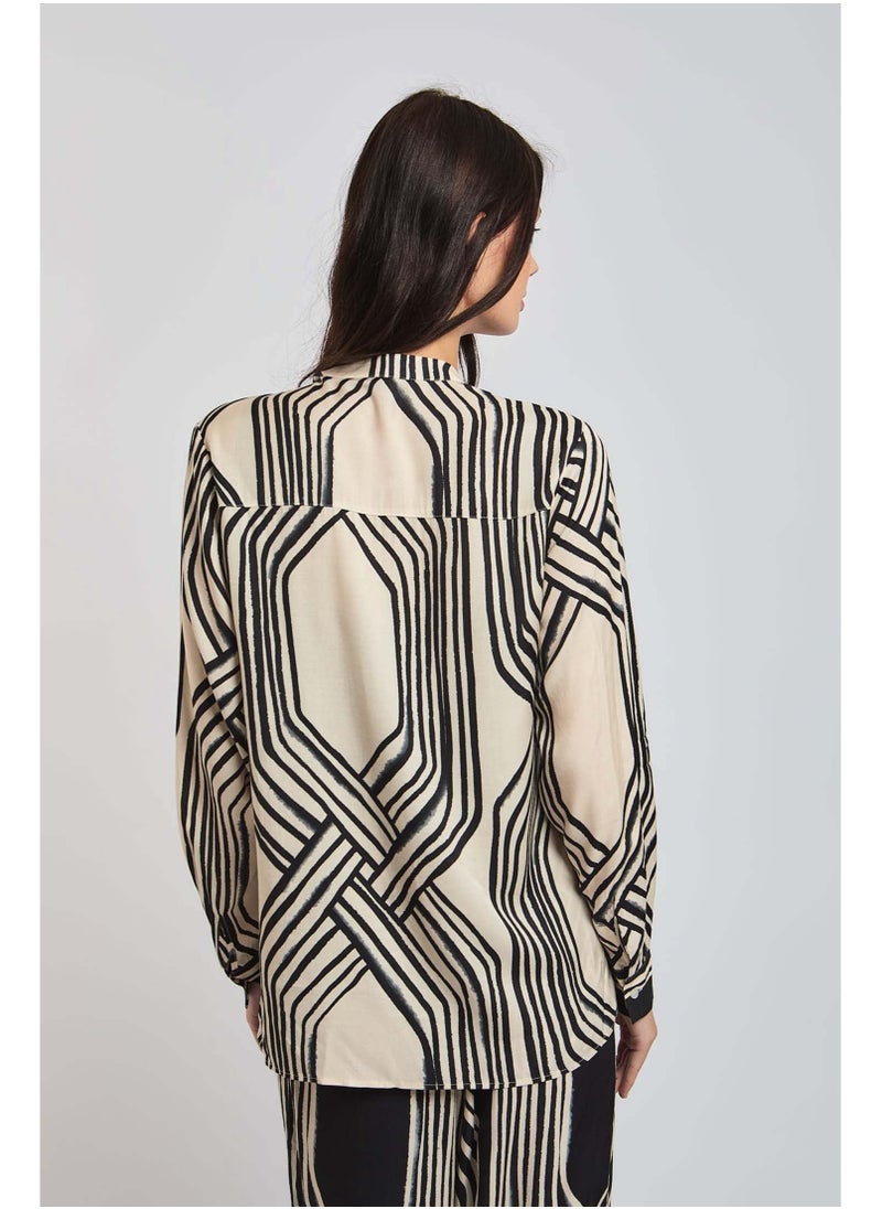 DALYDRESS - Fancy All Over Printed Blouse With Long Sleeves - Image 1