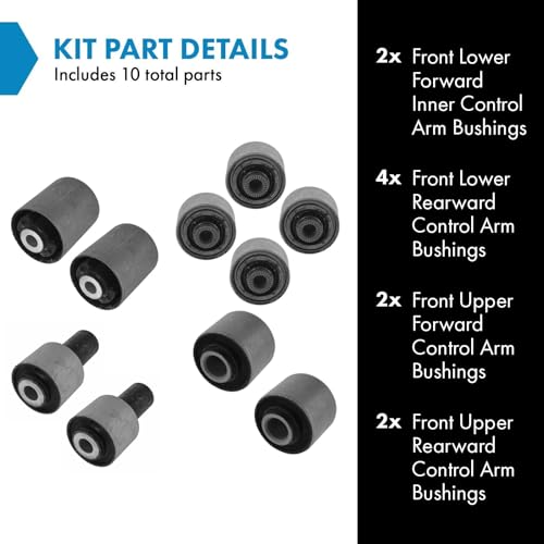 TRQ Control Arm Bushing Upper Lower Front Rear Kit Set of 10 for Lexus LS460 LS600H RWD - Image 2
