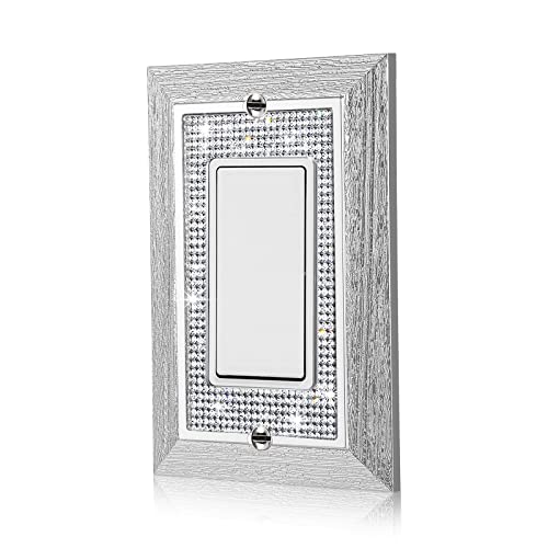 Gaocai 1 Pcs Shiny Rhinestones Wall Plates Imitation Wood Grain Light Switch Cover Decorative Outlet Cover Single Toggle Switch Plates And Outlet Covers - Image 1