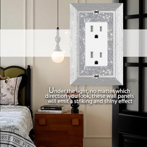 Gaocai 1 Pcs Shiny Rhinestones Wall Plates Imitation Wood Grain Light Switch Cover Decorative Outlet Cover Single Toggle Switch Plates And Outlet Covers - Image 4